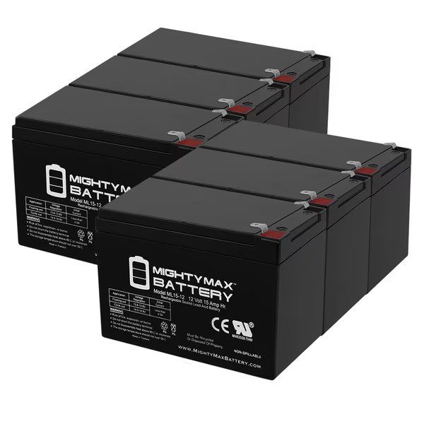 ML15-12 12V 15AH F2 BATTERY REPLACEMENT FOR Zida 500 WET 36VF - 6 Pack, Mighty Max Battery, Mfr#: ML15-12MP6701289